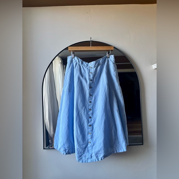 Grace Elements Light Blue Button-Front Midi Skirt - Picture 2 of 4